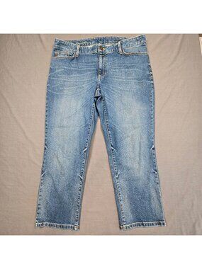 Eddie Bauer 16T Womens Capris Jeans Medium Wash Denim Straight Leg Stretch